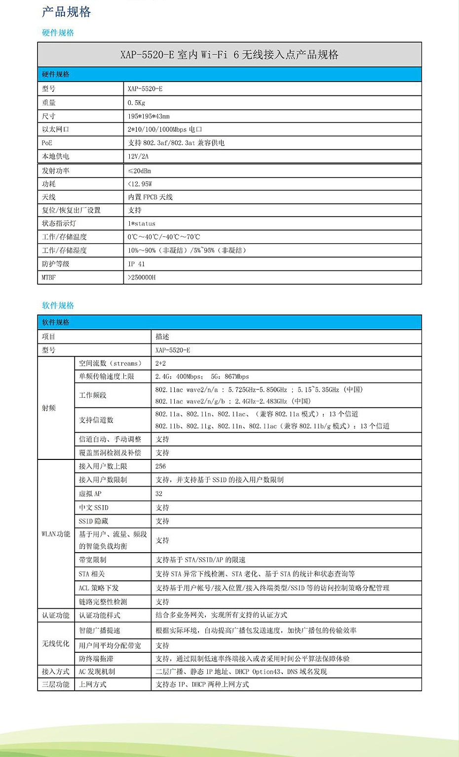 信锐WiFi5 吸顶式XAP-5520-E 无线AP