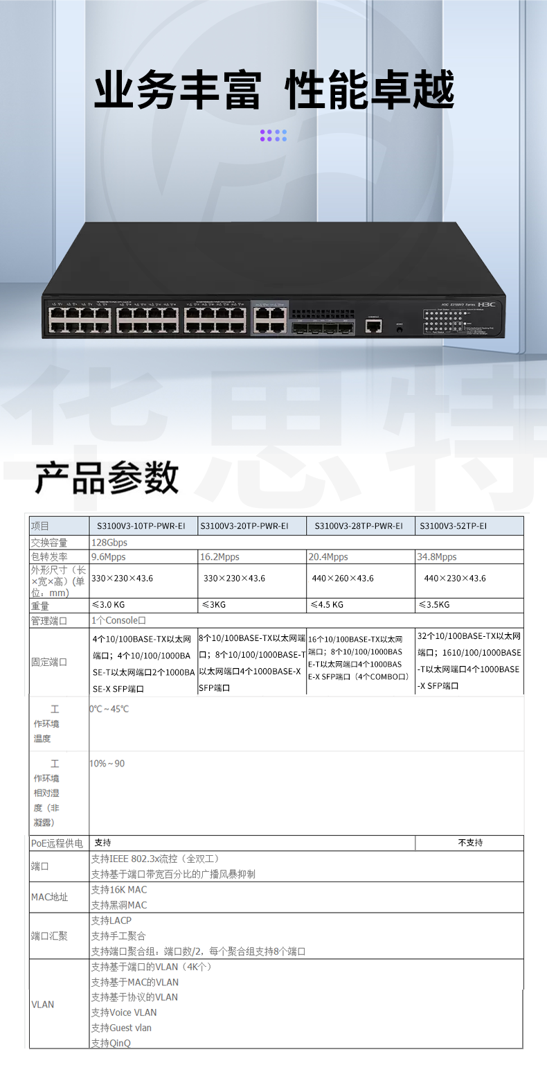 H3C交换机 S3100V3-28TP-PWR-EI-AC