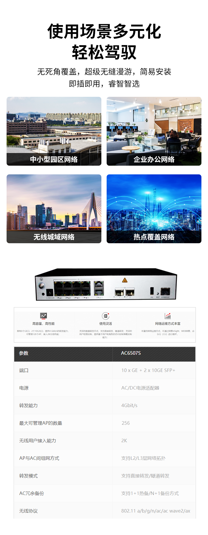 华为无线AC控制器 AC6507S