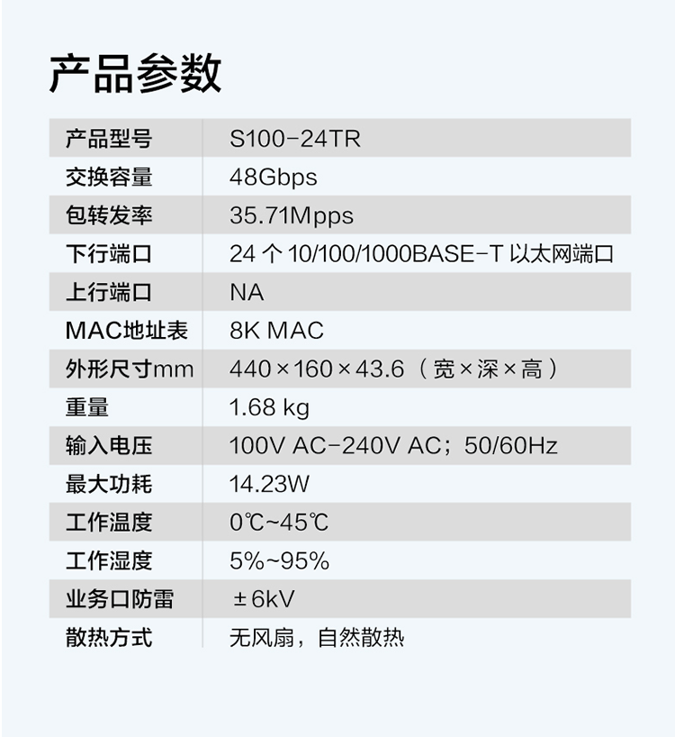 华为S100-24TR 24口千兆交换机