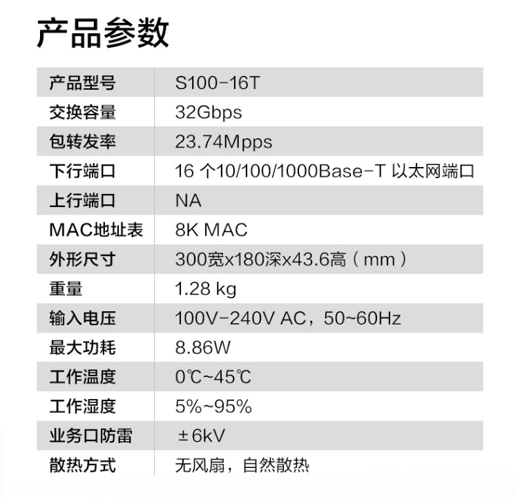 华为 S100-16T 16口千兆交换机