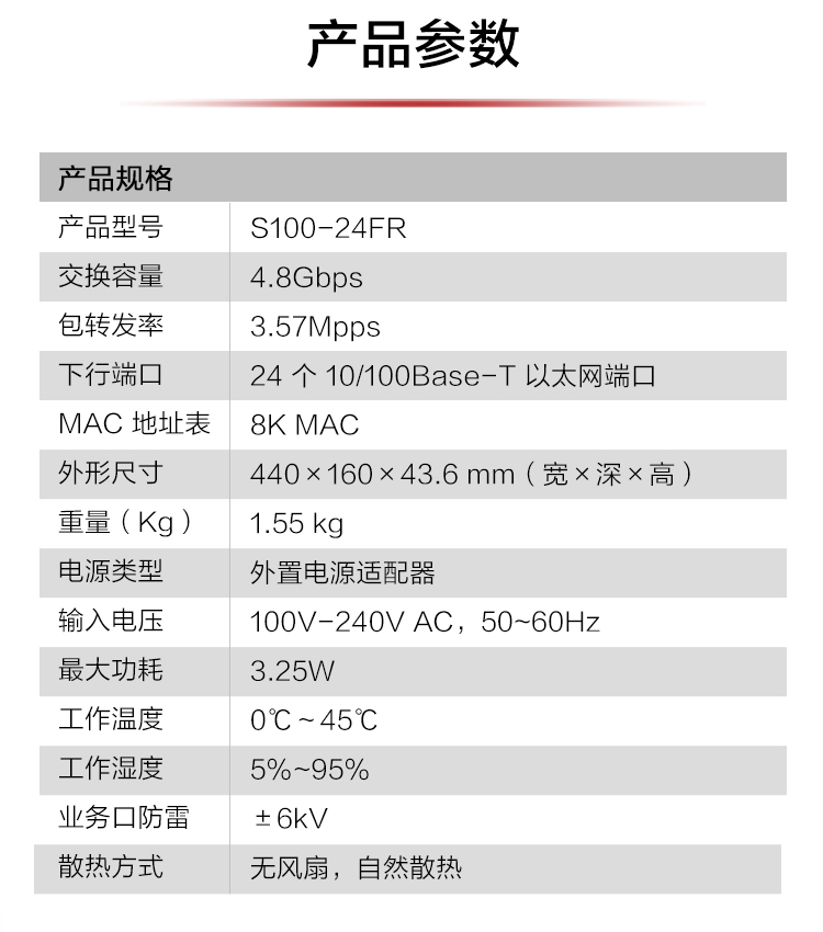 华为S100-24FR 24口百兆企业级网络交换机