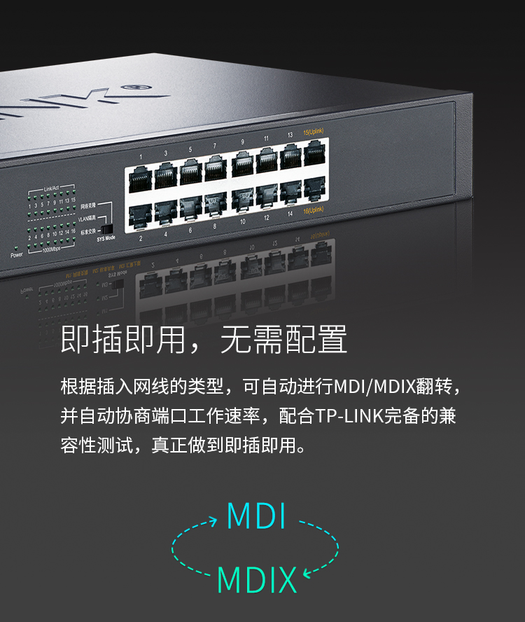 TP-LINK TL-SG1016T 16口全千兆以太网交换机