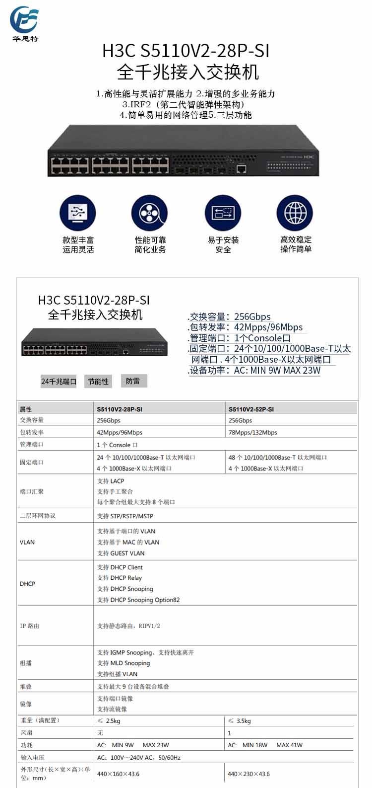 华三 24口全千兆网管三层交换机