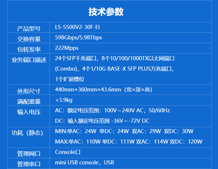 华三LS-5500V2-30F-EI网管交换机