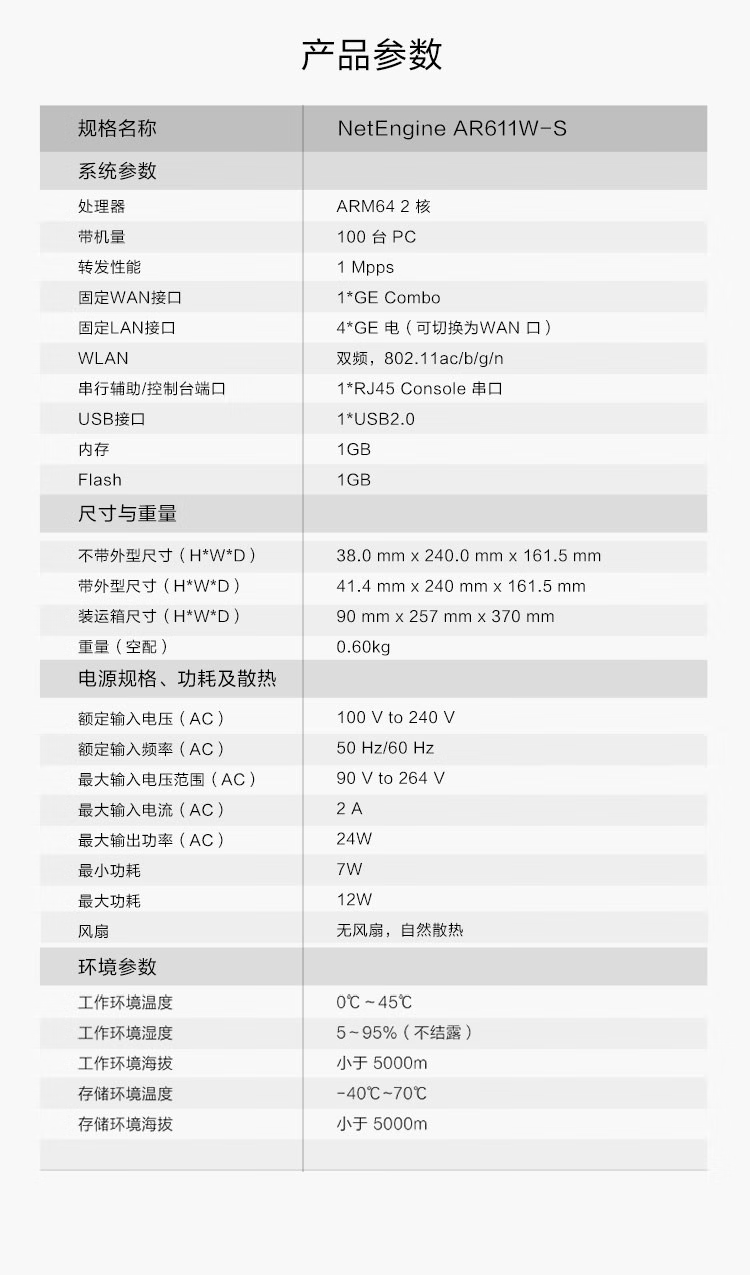 华为 AR611W-S 千兆企业级路由器