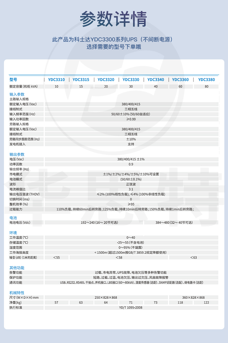 科士达UPS电源 YDC3315